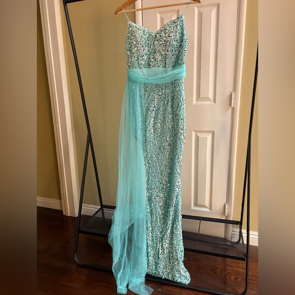 Shimmering Aqua Sequin Dress #23